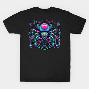 Spider Neon Vaporwave Retro Colorful Spooky Insect T-Shirt